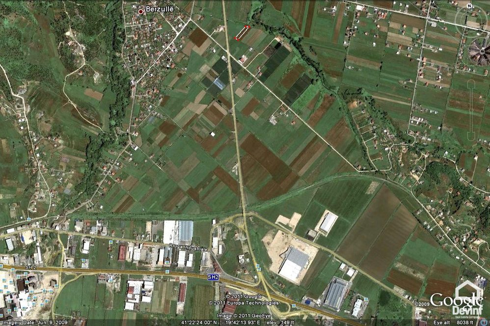 Tirane For Sale Land  Located only 44 m from Rinas main road. Industrial Land